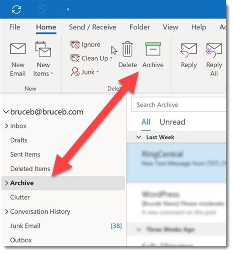 archive email microsoft outlook